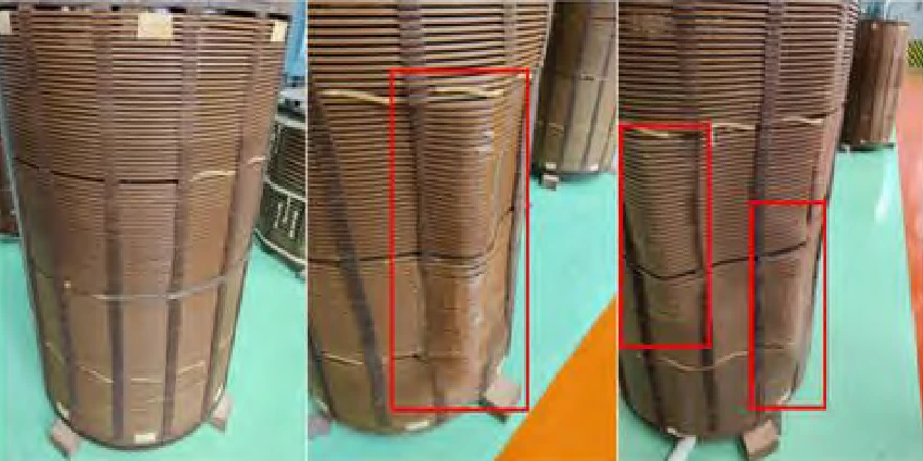 66 kv transformer secondary winding hood (from left to right for phase a, b, c